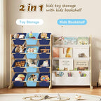 EXPERLAM Toy Storage Organizer with Bookshelf - 12 Storage Bins 4-Tier Multipurpose Shelf to Organize Toys and Books for Kids