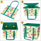 BALEINE 3Pk Reusable Grocery Bags, Foldable Shopping Bags for Groceries with Reinforced Bottom & Handles (Hawaiian Brunch)