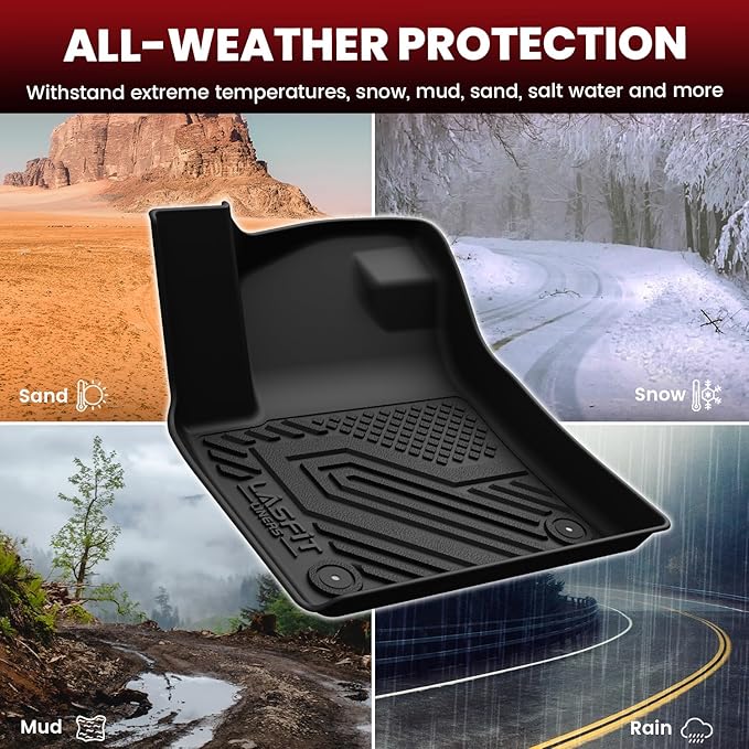 LASFIT Floor Mats for Volkswagen Atlas 2019-2026(Bucket Seat), All-Weather Protection TPE Car Mats 3 Rows Floor Liners & Trunk Mats & Seatback Mats Full Set for VW Atlas Accessories, Black