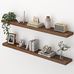 Heimlove 48 Inch Floating Shelves for Wall,Extra Long Wood Shelves Mounted Storage Hanging Shelf Invisible Bracket for Bedroo
