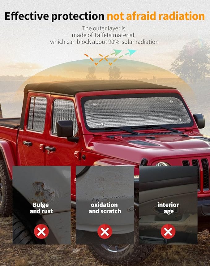 Hoolcar Windshield Sunshade Side Window Sun Shade Sunscreen Heat Insulation Sun Visor Compatible with Jeep Gladiator JT 2018-2023, Interior Accessories, 6PCs