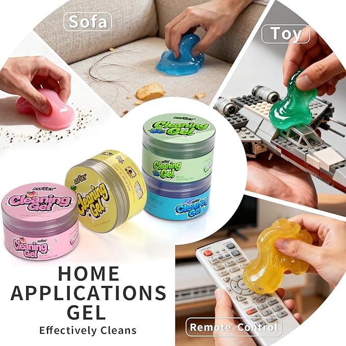 ASFSKY Car Cleaning Gel（4 Packs） Dust Cleaning Putty Universal Car Interior Cleaner Keyboard Dust Remover Car Slime Gifts for