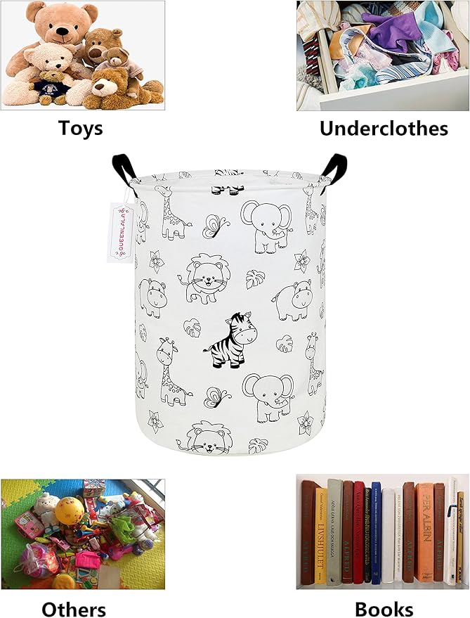 QUEENLALA Large Storage Basket,Laundry Hamper/Bathroom/Home Decor/Collapsible Round Storage Bin,Boys and Girls Hamper/Boxes/C