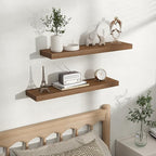 Fun Memories Rustic Wood Floating Shelves for Wall, Space-Saving Wall Mounted Shelves for Bathroom, Bedroom, Living Room and 