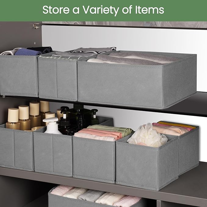 Criusia Drawer Organizer Clothes,16 Pack Underwear Drawer Organizers, Foldable Closet Organizers and Storage Dresser Drawer D