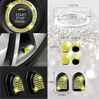 NBTEPEM 30 Pcs Yellow Bling Car Accessories Set for Women, Steering Wheel Cover Set, Bling Console Cover, Seat Belt Cushion, Shift Knob Cushion, Cup Holder Coaster, Rhinestone Car Hanging Accessories