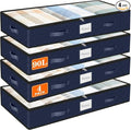 SpaceWhisper 90L Under Bed Storage Containers, 4-Pack Storage Bins with Clear Top, Foldable Closet Organizers and Storage wit
