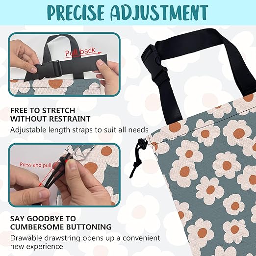 Car Garbage Bag Vintage Blue Floral Daisy Hanging Canvas Car Trash Bag Waterproof Drawstring Car Back Seat Organizer for Car Back Front Seat Console with Adjustable Buckle