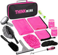 THINKWORK Pink Car Detailing Cleaning Kit, Car Wash Kit, Car Accessories for Women Suitable for Small and Medium Vehicles Suc