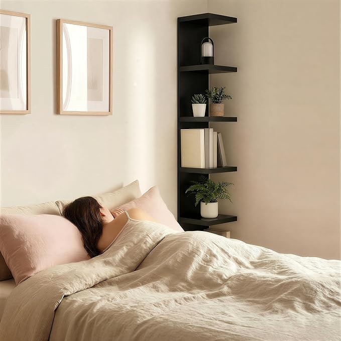 7 Tier Wall Shelf Unit & Lack Shelf, Versatile Floating Shelves for Wall, Bedroom Book Shelf, Vanity Display Shelves, Tall De