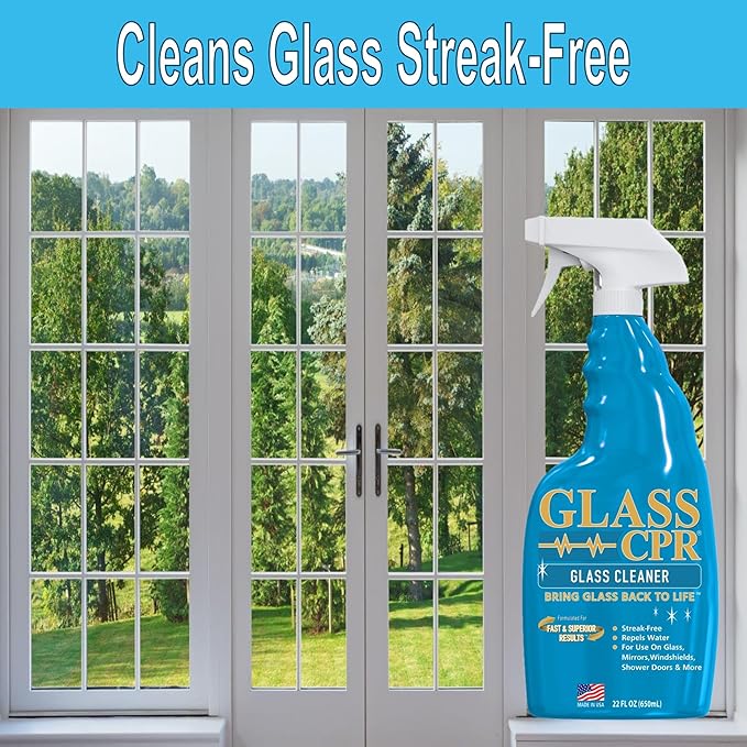 Glass CPR 2-in-1 Glass Cleaner & Water Repellent (22oz) | Deep Cleaning for Glass, Mirrors, Windows, Windshields, Shower Door