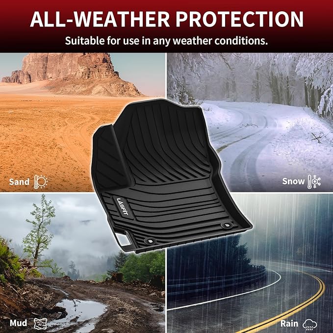 LASFIT 3D Custom Fit Floor Mats for Toyota Corolla 2020–2026 Sedan, All-Weather, Reinforced TPE,Anti-Slip Car Floor Mats 1st & 2nd Row, 3pcs, Black