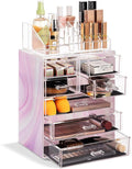Sorbus Acrylic Makeup Organizer Set, 7-Drawer Vanity & Countertop Cosmetic Storage with Small & Wide Compartments, Tie Dye Ma