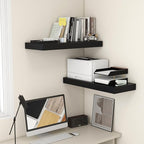 30 Inch Floating Shelves | 12 Inch Deep Black Floating Shelves Set of 2 | 30" W x 12" D Rustic Wood Shelves for Wall | Deep B