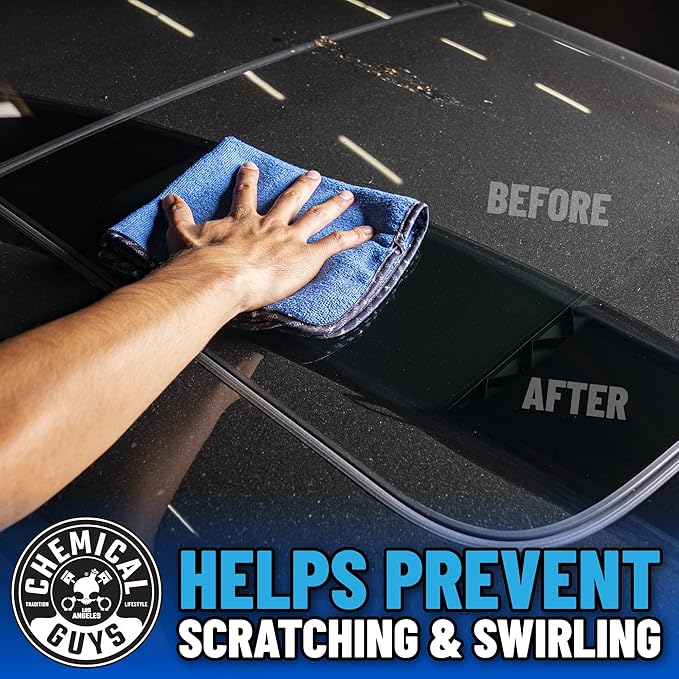 Chemical Guys Professional Grade Premium Microfiber Towels for Cars, Blue, 16" x 16", Ultra-Soft and Scratch-Free Car Detaili