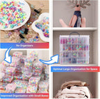 VTG Bead Organizer Box, 84 Pcs Small Plastic Containers with Lids, 4-Tier Stackable Storage Box, Clear Organizers for Jewelry