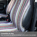 Car Seat Cover Baja Saddle Blanket 4PCS Front Striped Multicolor, Hippie Boho Seat Cover Universal Fit for Toyota, Honda, Nis