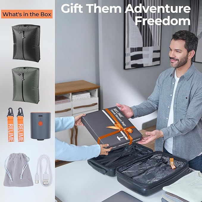 Relime Classic Series Vacuum Bags for Travel Luggage with Wireless Pump, Compression Bags for Carry On Suitcases and Backpack