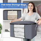 Fab totes Storage Bags,Clothes Blanket Storage Bins Foldable Closet Organizers with Reinforced Handle for Home Dorm Storage a