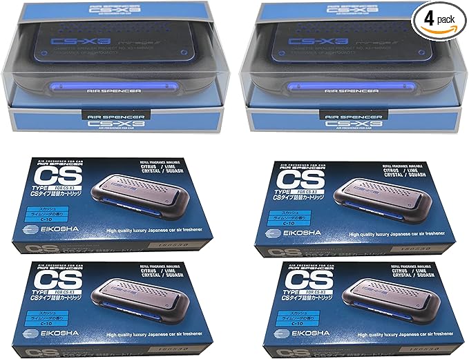 CS-X3 fresh Squash scent 2 Units and 4 Refill Cartridges CSX3 Bundle Car Freshener