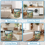 Rooster Laundry Hamper Farm Floral Laundry Basket Collapsible Portable Clothes Toy Storage Bin for Bathroom Bedroom Room Deco