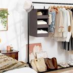 GRANNY SAYS 3-Shelf Closet Organizers and Storage, Foldable Hanging Closet Organizer, Hanging Closet Shelves with 2 Metal Hoo