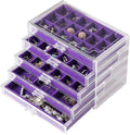 Frebeauty Acrylic Jewelry Organizer Earring Organizer Box with 5 Drawers Earring Holder Organizer with Velvet Trays Clear Jew