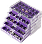 Frebeauty Acrylic Jewelry Organizer Earring Organizer Box with 5 Drawers Earring Holder Organizer with Velvet Trays Clear Jew