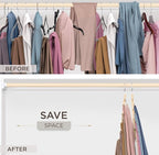 MORALVE Pants Hangers Space Saving - European Beechwood Scarf and Jean Hangers - Closet Organizer and Space Saver Pant Rack, 