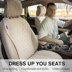 2pcs Sideless Car Seat Covers for All Seasons - Breathable Front Seats Cushions Non-Slip Bottom with Headrest Protectors - Un