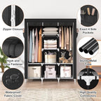 VTRIN Portable Closet, Large Capacity Portable Wardrobe with 2 Hanging Rods and 8 Storage Shelves, Sturdy Free Standing Close