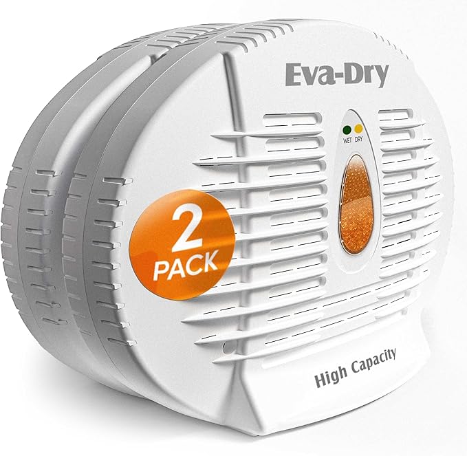 Eva-Dry E-500 Renewable Dehumidifier 2-Pack (6-8 oz Capacity Each), White - Ideal for Closets, Bathrooms, Safes, Boats, and