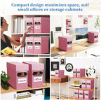 File Organizer Box with Lid & Handle, Thickened Cardboard Hanging File Folder Storage Boxes for Letter Size, Portable Filing 