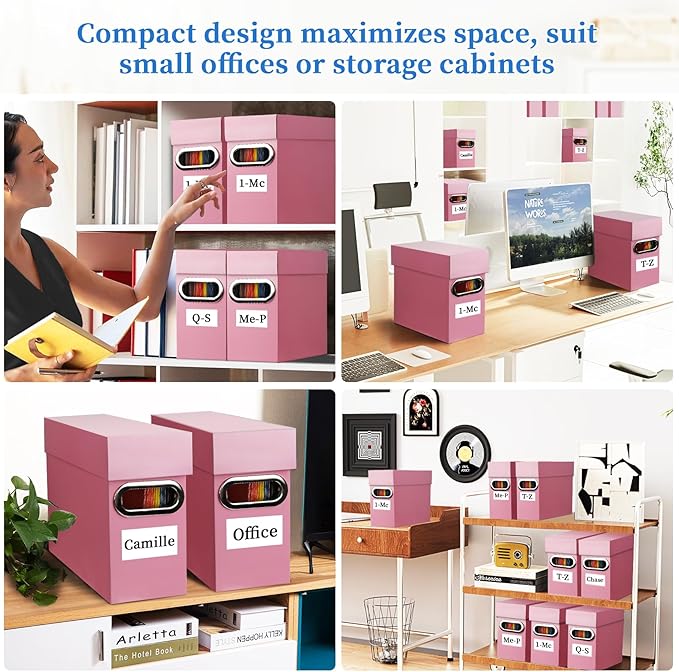 File Organizer Box with Lid & Handle, Heavy Duty Hanging File Folder Storage Boxes for Letter Size, Portable Filing Organizer