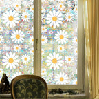 Niviy Window Privacy Film Daisy Flowers Stained Glass Window Film, Sun Blocking Glass Clings, Static Cling Rainbow Sticker Covering for Home Door (16.93 x 39.37inch)