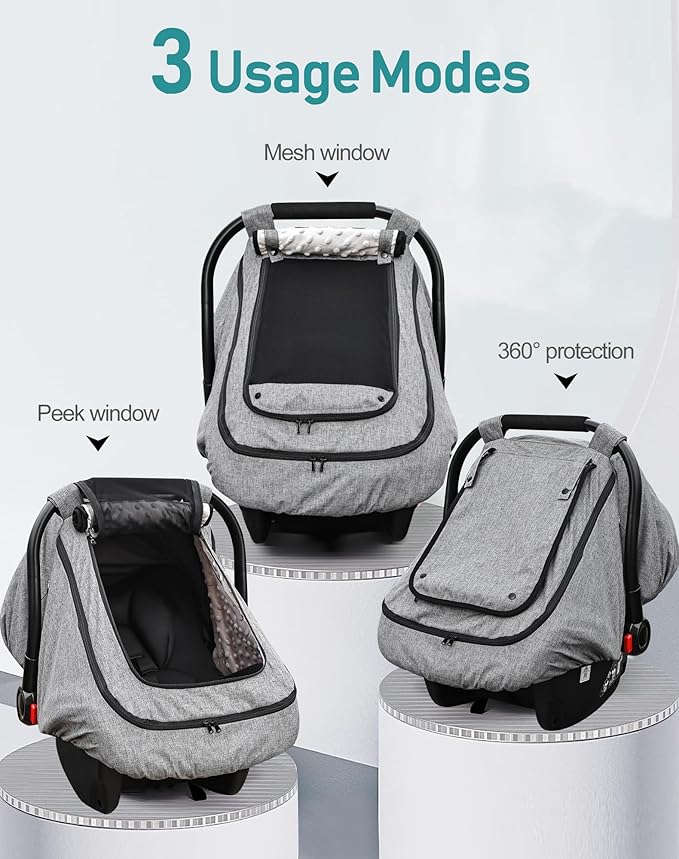Waterproof Baby Car Seat Cover，YVMVDV Patented Cold Weather Carseat Cover for Babies,Infant Car Seat Cover Canopy for Boy Gir