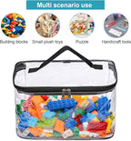 8 Pack Large Clear Storage Bag for Toys with Name Tag, Waterproof Duty PVC Toy Organizer Case for Board Games, Building Block