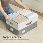 PRANDOM Storage Bins with Lids [3-Pack] Linen Fabric Foldable Storage Boxes Organizer Containers Baskets Cube with Cover for 