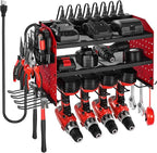 VEVOR Power Tool Organizer with Charging Station, 3-Layer Drill Storage Rack with 4 Drill Holders & Side Pegboard, Garage Too