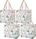 VENO 4 Pack Reusable Grocery Bags, Heavy-Duty Shopping Bags with Handles, for Shopping Cart with Hard Bottom to Stand Upright, Foldable (Pastel Forest, 4 Pack)