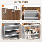 Mefirt Over The Door Organizer, 6 Shelf Door Hanging Organizers with 6 Large Capacity Pockets, Behind Door Storage Hanging Sh