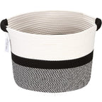 Hinwo Oval Cotton Rope Storage Basket Collapsible Nursery Storage Box Container Organizer with Handles, 16 x 13 inches, Off W