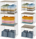 Closet Organizers And Storage Shelf, 3Pack Stackable Closet Storage Bin Basket For Clothes Sweaters With Top Board, Widened O