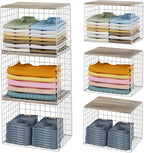 Closet Organizers And Storage Shelf, 3Pack Stackable Closet Storage Bin Basket For Clothes Sweaters With Top Board, Widened O