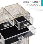 Sorbus Acrylic Makeup Organizer Set, 6-Drawer Vanity & Countertop Cosmetic Storage with Small & Wide Compartments, Glitter Ma
