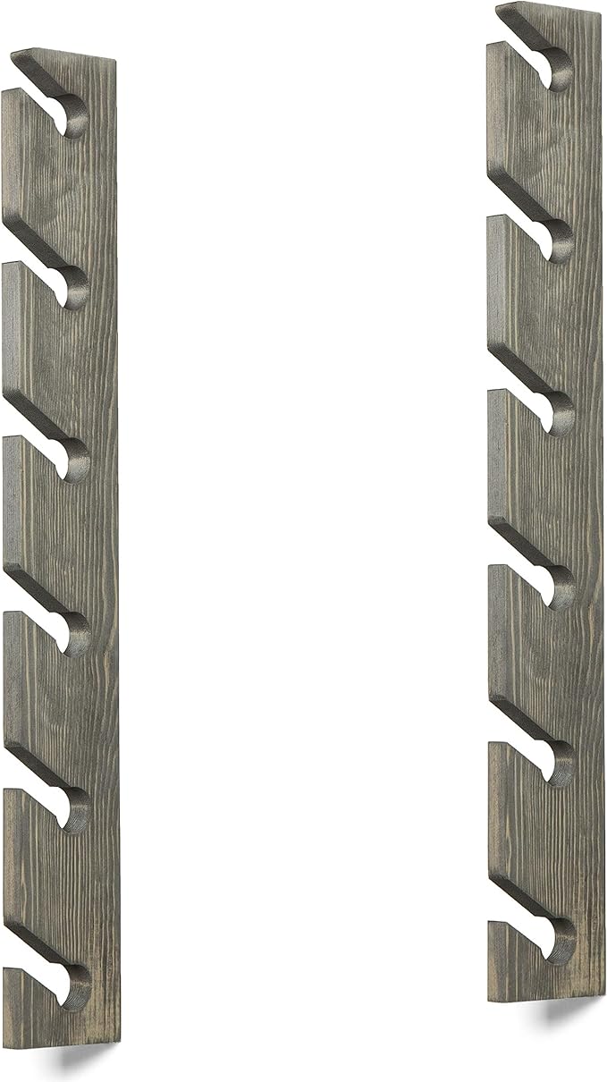 MyGift 2 Pcs Wooden Hat Rack Wall Mounted, Baseball Caps Holder Hanger, Vetical Hat Organizer, 30 Inch, 6x2 Slots, Vintage Gr