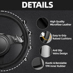 NBTEPEM Microfiber Steering Wheel Cover and Waterproof Car Floor Mats, Universal Fit Most Truck, SUV, Cars, 14.5-15inch Sporty Steering Wheel Covers with Anti-Slip Lining (Black with Black line)