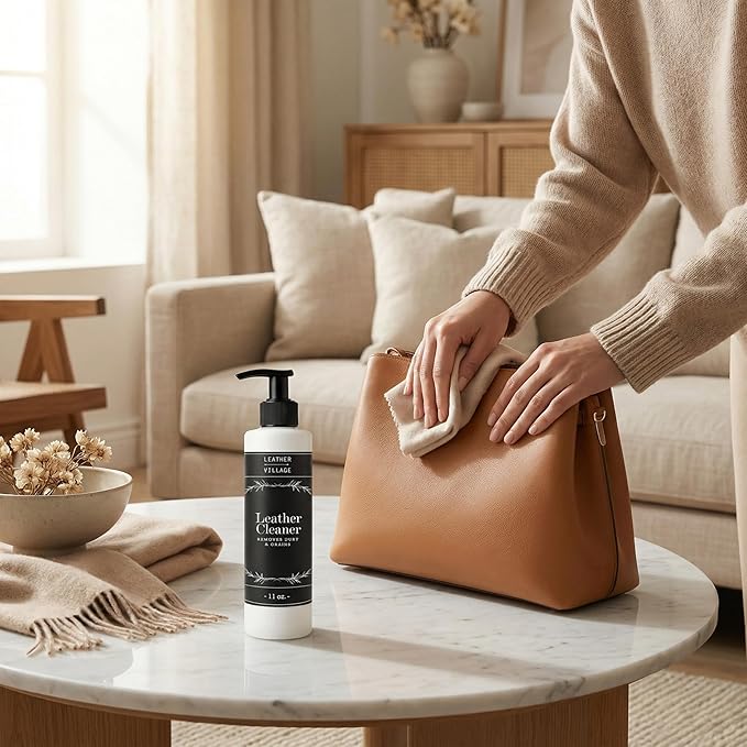 LEATHER VILLAGE Leather Cleaner and Conditioner for Car Seats, Furniture & Couch 2-in-1 Leather Care Kit with Wipe Cloth – No