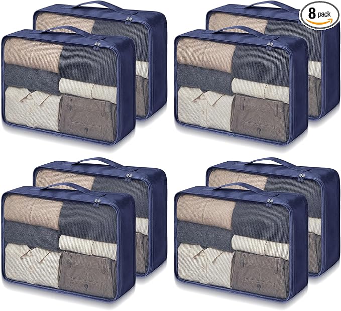 Silkfly 8 Pcs XL Packing Cube for Travel Luggage Organizer Suitcase High Capacity Large Packing Bag Bulk Reusable Mesh Travel