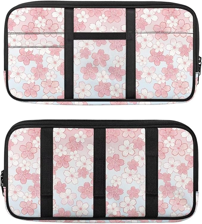 Sun Visor Organizer for Trucks,Cherry Blossom Design Scratch-Resistant Car Sun Visor Storage Bag Auto Sunshade Organizer Bag with Zipper